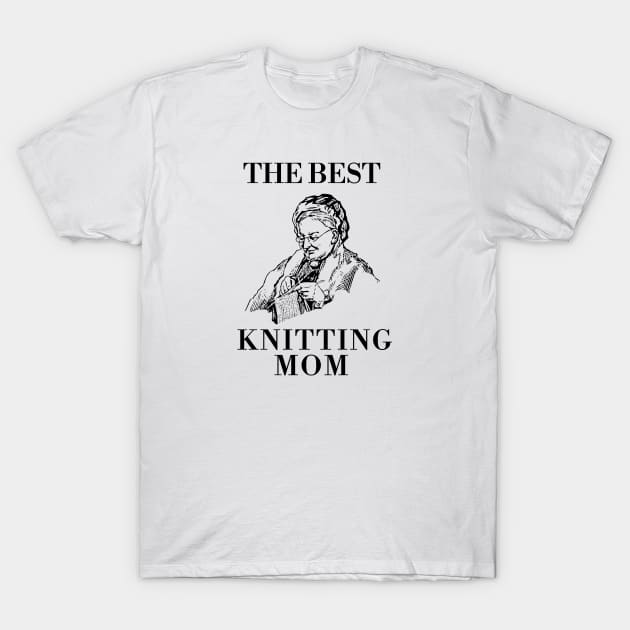 THE BEST KNITTING CRAFTS MOM LINE ART SIMPLE VECTOR STYLE, MOTHER OLD TIMES T-Shirt by the619hub